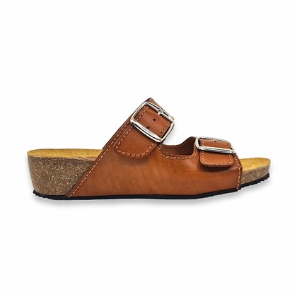 Sandalias Bio Cuña Baja Mujer Piel Plantilla Acolchada 701BLU Cuero, de Blusandal