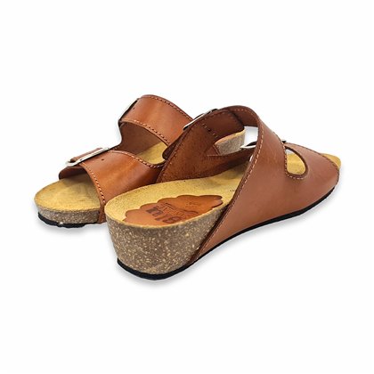 Sandalias Bio Cuña Baja Mujer Piel Plantilla Acolchada 701BLU Cuero, de Blusandal