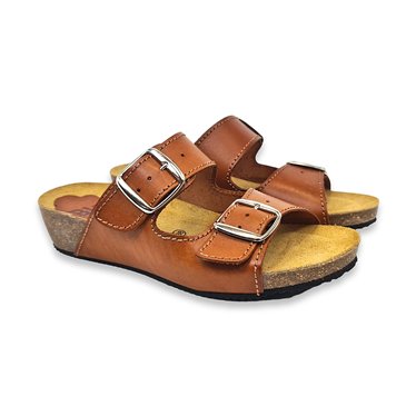 Woman Leather Low Wedged Bio Sandals Padded Insole 701 Leather, by Blusandal