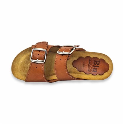 Sandalias Bio Cuña Baja Mujer Piel Plantilla Acolchada 701BLU Cuero, de Blusandal