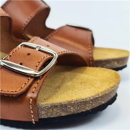 Sandalias Bio Cuña Baja Mujer Piel Plantilla Acolchada 701BLU Cuero, de Blusandal