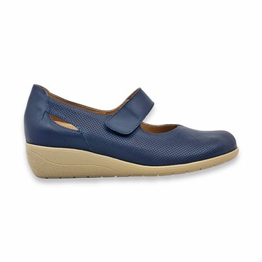 Women's Low Wedge Mary Jane Shoes Leather Removable Insole 71TP Navy, by Tupié