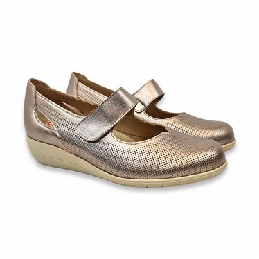Women's Low Wedge Mary Jane Shoes Leather Removable Insole 71TP Platinum, by Tupié