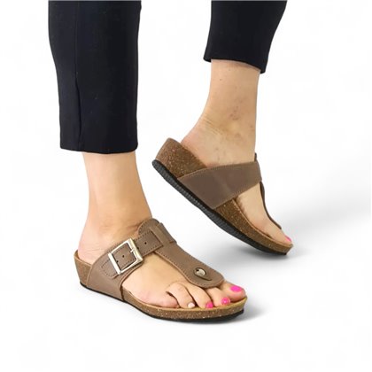 Womens Bio Thong Sandals Padded Insole 714 Taupe, by BluSandal