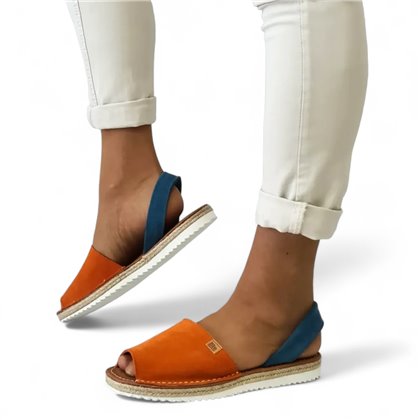 Avarcas Menorquinas Plataforma Mujer Piel Ante Plantilla Acolchada 15202 Naranja, de C. Ortuño