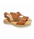Sandalias Cuña Baja Mujer Piel Velcro Y Elástico Plantilla Gel 3701 Cuero, de Blusandal
