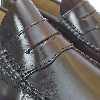 Mens Leather Beefroll Penny Loafers Rubber Sole 1300 Burgundy, by Latino