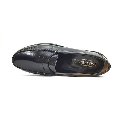 Mens Leather Beefroll Penny Loafers Rubber Sole 1300 Black, by Latino