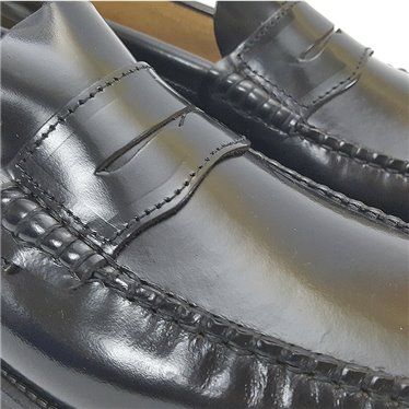 Mens Leather Beefroll Penny Loafers Rubber Sole 1300 Black, by Latino