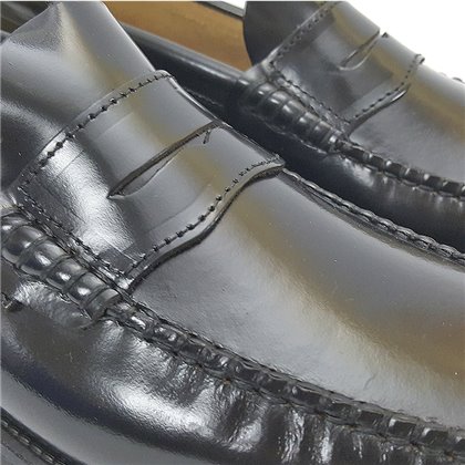 Mens Leather Beefroll Penny Loafers Rubber Sole 1300 Black, by Latino