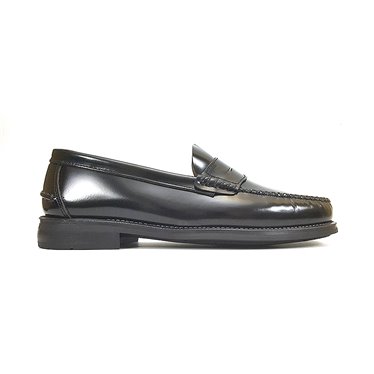 Mens Leather Beefroll Penny Loafers Rubber Sole 1300 Black, by Latino