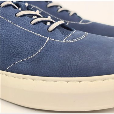 Mens Leather Casual Sneakers Ellastic Laces Ultralight Sole Removable Insole 1064 Blue, by Éxodo
