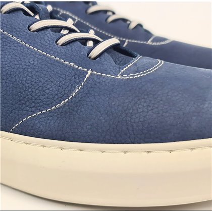 Mens Leather Casual Sneakers Ellastic Laces Ultralight Sole Removable Insole 1064 Blue, by Éxodo