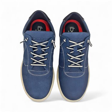Mens Leather Casual Sneakers Ellastic Laces Ultralight Sole Removable Insole 1064 Blue, by Éxodo