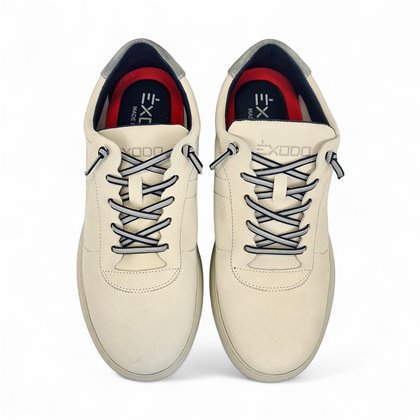 Mens Leather Casual Sneakers Ellastic Laces Ultralight Sole Removable Insole 1064 Ice, by Éxodo