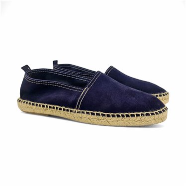 Classic Mens Leather Espadrilles Esparto Rubber Sole 2003 Navy, by Casual








