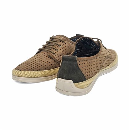 Deportivas Alpargatas Hombre Cordones Plantilla Extraible Suela Goma 524 Tabaco, de Tupie