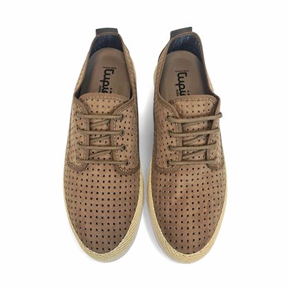 Deportivas Alpargatas Hombre Cordones Plantilla Extraible Suela Goma 524 Tabaco, de Tupie