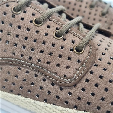 Deportivas Alpargatas Hombre Cordones Plantilla Extraible Suela Goma 524 Tabaco, de Tupie