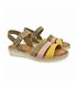 Woman Leather Low Wedged Sandals Velcro Padded Insole 2898 Kaki, by Blusandal