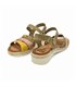 Woman Leather Low Wedged Sandals Velcro Padded Insole 2898 Kaki, by Blusandal