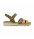Woman Leather Low Wedged Sandals Velcro Padded Insole 2898 Kahki, by Blusandal