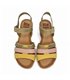 Woman Leather Low Wedged Sandals Velcro Padded Insole 2898 Kaki, by Blusandal