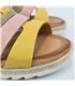 Woman Leather Low Wedged Sandals Velcro Padded Insole 2898 Kaki, by Blusandal