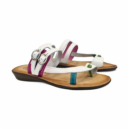 Sandalias Esclavas Cuña Baja Mujer Piel Ultraligera Plantilla Acolchada 2005 Blanco, de Digo Digo