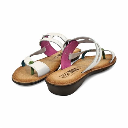Sandalias Esclavas Cuña Baja Mujer Piel Ultraligera Plantilla Acolchada 2005 Blanco, de Digo Digo