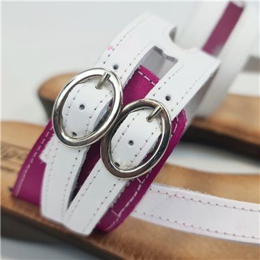 Sandalias Esclavas Cuña Baja Mujer Piel Ultraligera Plantilla Acolchada 2005 Blanco, de Digo Digo