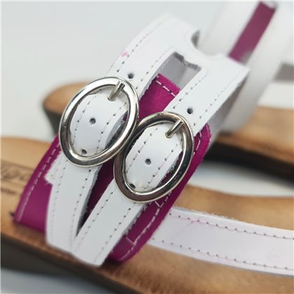 Sandalias Esclavas Cuña Baja Mujer Piel Ultraligera Plantilla Acolchada 2005 Blanco, de Digo Digo