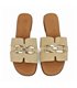 Womens Leather Flat Flip-Flop Style Sandals Suede Gold Detail Padded Insole 105 Beige, by Bda