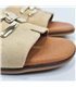 Womens Leather Flat Flip-Flop Style Sandals Suede Gold Detail Padded Insole 105 Beige, by Bda