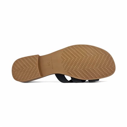 Sandalias Planas Tipo Chancla Mujer Piel Grabada Plantilla Acolchada 3081 Negro, de Bda