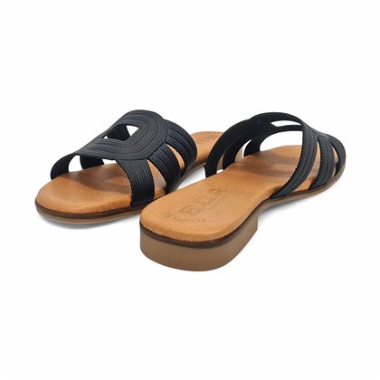 Sandalias Planas Tipo Chancla Mujer Piel Grabada Plantilla Acolchada 3081 Negro, de Bda
