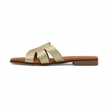 Sandalias Planas Tipo Chancla Mujer Piel Grabada Plantilla Acolchada 3081 Platino, de Bda