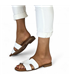 Sandalias Planas Tipo Chancla Mujer Piel Napa Grabada Plantilla Acolchada 3053B Blanco, de Bda