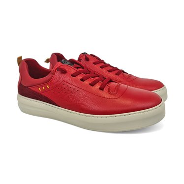Zapatos Casual Tipo Deportivas Hombre Piel Cordón Elástico Suela Ultraligera Plantilla Extraíble 4143 Rojo, de Di Prieto