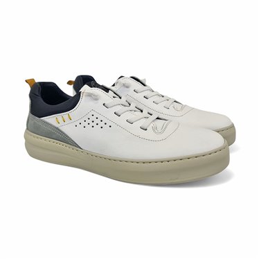 Mens Leather Sneakers Elastic Laces Ultralight Sole Removable Insole 4143 White, by Di Prieto