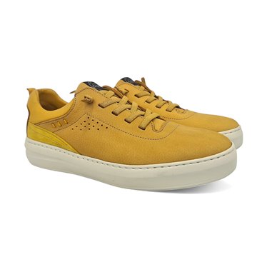 Zapatos Casual Tipo Deportivas Hombre Piel Cordón Elástico Suela Ultraligera Plantilla Extraíble 4143 Mostaza, de Di Prieto