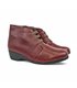 Womens Soft Leather Ankle Boots Low Wedge Zip and Elastic Laces 3950 Burgundy, by BeRelax