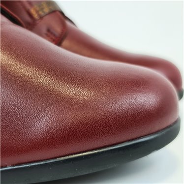 Botines Cómodos Mujer Piel Blanda Cuña Cremallera Y Cordones Elásticos 3950 Burdeos, de Berelax