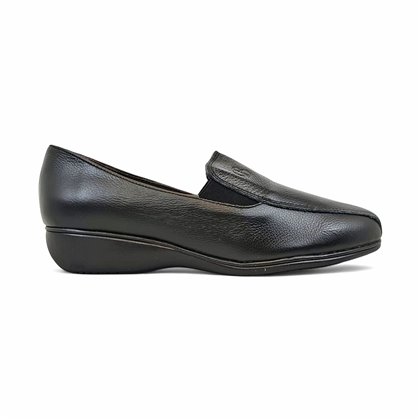 Zapatos Cómodos Cuña Mujer Piel Blanda Elásticos Laterales 3505 Negro, de Berelax