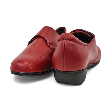 Womens Leather Wedge Comfort Shoes Side Elastics Velcro 3507 Red, by BeRelax