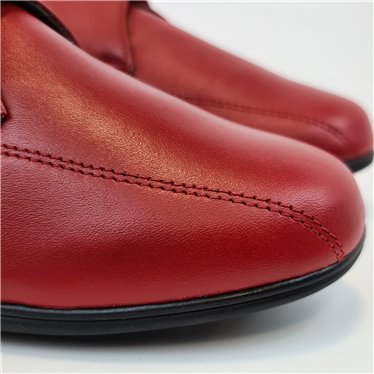 Zapatos Cómodos Cuña Mujer Piel Blanda Elásticos Laterales Velcro 3507 Rojo, de Berelax