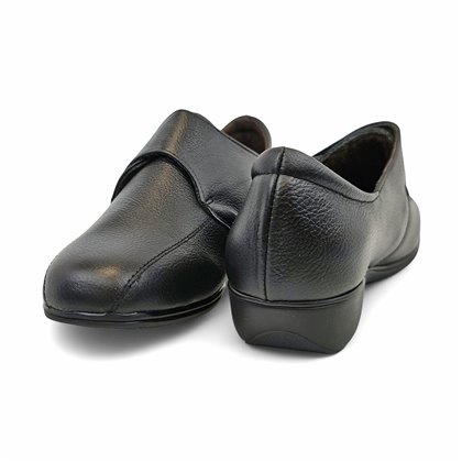 Zapatos Cómodos Cuña Mujer Piel Blanda Elásticos Laterales Velcro 3507 Negro, de Berelax