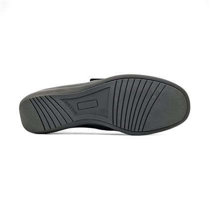 Zapatos Cómodos Cuña Mujer Piel Blanda Elásticos Laterales Velcro 3507 Negro, de Berelax
