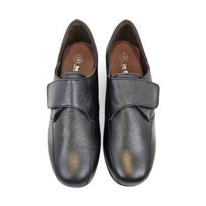 Zapatos Cómodos Cuña Mujer Piel Blanda Elásticos Laterales Velcro 3507 Negro, de Berelax