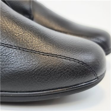 Womens Leather Wedge Comfort Shoes Side Elastics Velcro 3507 Black, by BeRelax